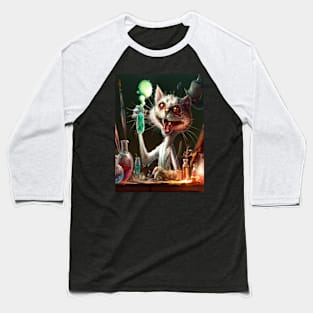 Cat Mad Scientist Baseball T-Shirt